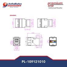 Load image into Gallery viewer, Premium Line Cat.6A 180° unshielded keystone jack, dual type IDC, white (109121010)