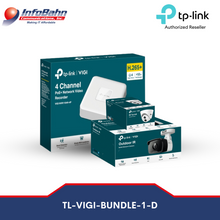 Load image into Gallery viewer, TP-link 4 Channel IP Camera Surveilance Kit Bundle D (1)TP-LINK VIGI KIT - (2) C420I (2.8mm) / (2) c320i (2.8mm) (1) NVR1104-4P / (4) 20N UTP