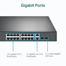 Load image into Gallery viewer, TP-Link 18-Port Gigabit Rackmount PoE Switch with 16 PoE+ (TL-SG1218MP)