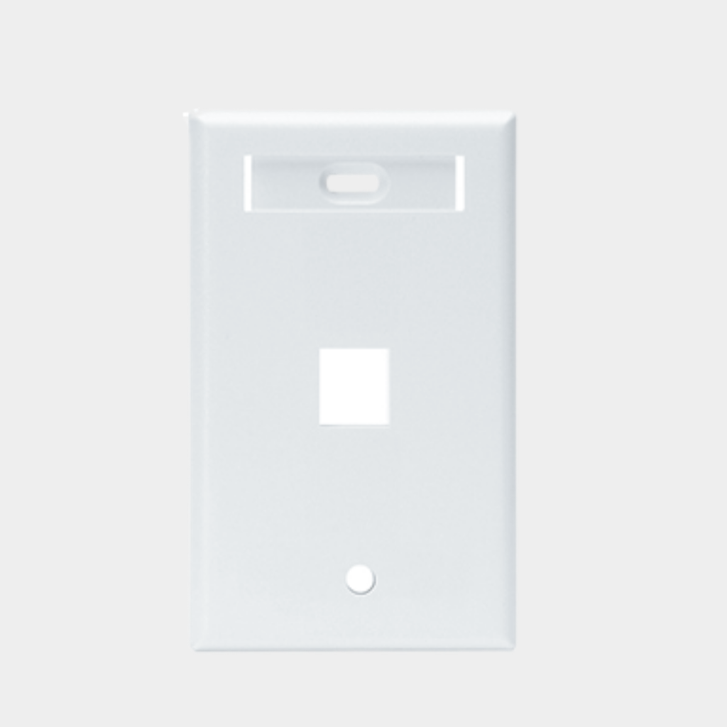 Leviton Single-Gang QuickPort Wallplate with ID Window, 1-Port, White (42080-1WS)