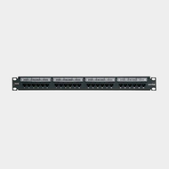 Leviton Cat6 Flat 110-Style Patch Panel, 24-Port, 1RU, Cable management bar included, Loaded (69586-U24) I CAT 6 Patch Panel I InfoBahn