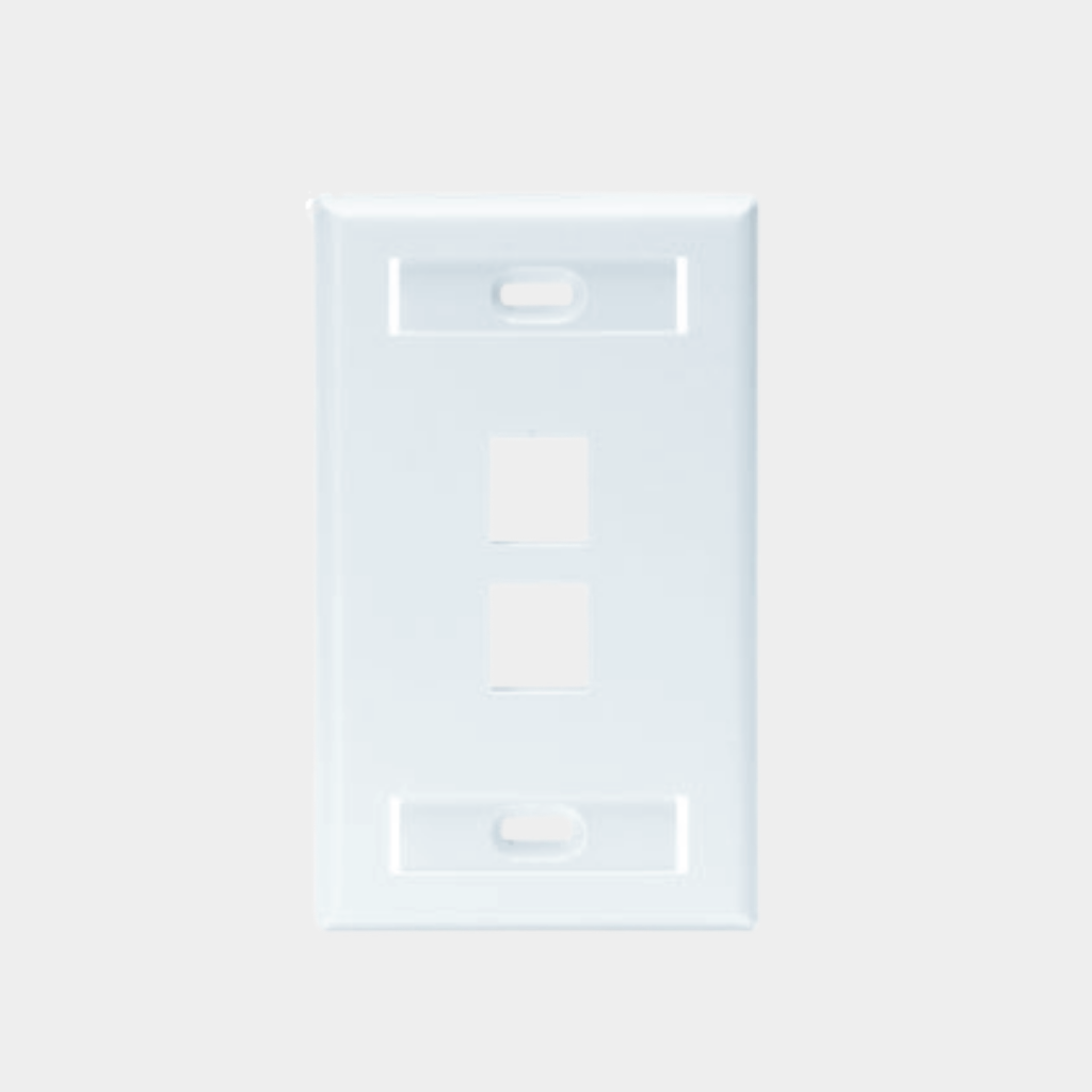 Leviton Single-Gang QuickPort Wallplate with ID Windows, 2-Port, White (42080-2WS)