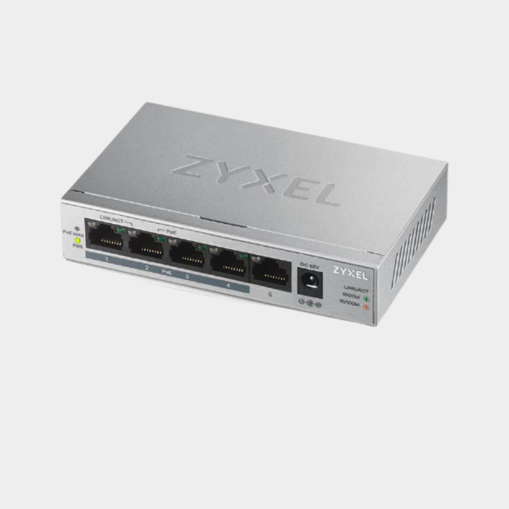 Clearance Sale: Zyxel GS1005-HP, 5 Port Gigabit PoE+ unmanaged desktop Switch, 4 x PoE, 60 Watt (GS1005HP-EU0101F)