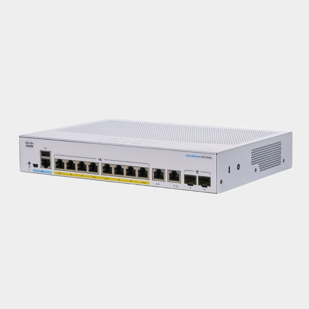 Cisco Business CBS250-8FP-E-2G Smart Switch 8 Port GE Full PoE Ext PS 2x1G Combo Limited Lifetime Protection (CBS250-8FP-E-2G-EU)
