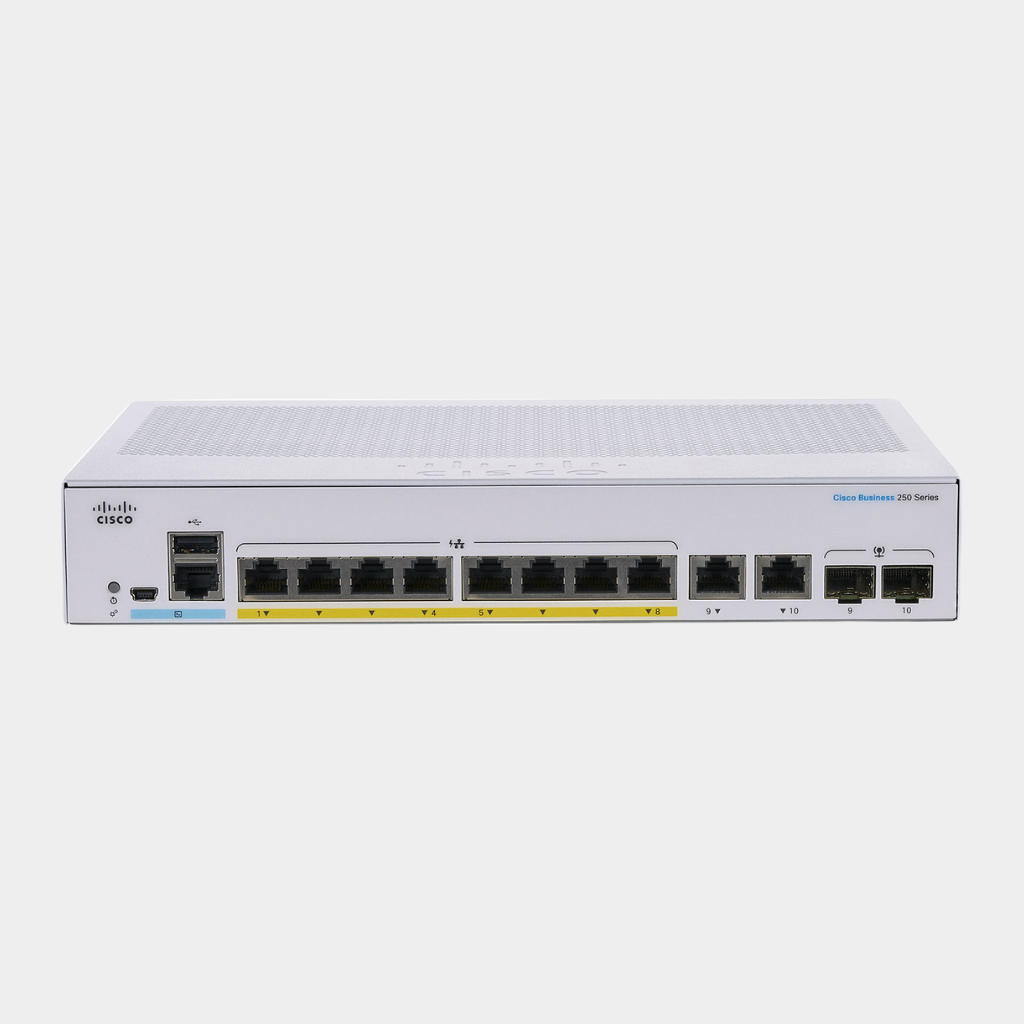 Cisco Business CBS250-8PP-E-2G Smart Switch 8 Port GE Partial PoE Ext PS 2x1G Combo Limited Lifetime Protection (CBS250-8PP-E-2G-EU)