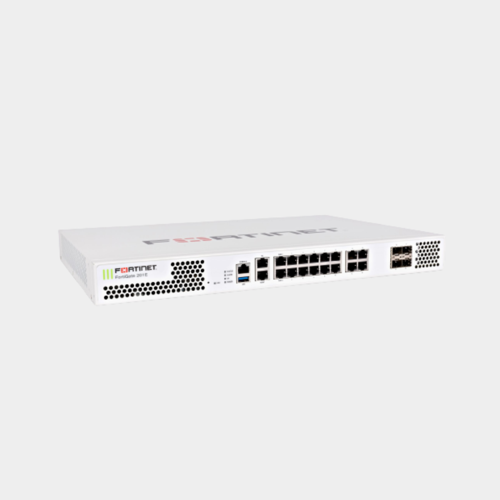 Fortinet 18 x GE RJ45 (including 2 x WAN ports, 1 x MGMT port, 1 X HA port, 14 x switch ports), 4 x GE SFP slots, SPU NP6Lite and CP9 hardware accelerated, 480GB onboard SSD storage (FG-201E)
