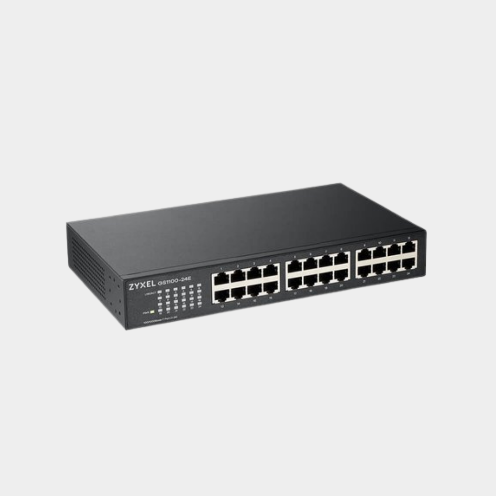 Clearance Sale: Zyxel GS1100-24 24-port Gigabit Ethernet, support auto MDI/MDI-X, auto port negotiation, fanless 1U metal case Unmanaged Switch (GS1100-24E-EU0101F)