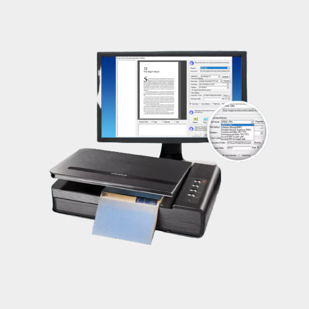 Plustek OpticBook 4800 (OpticBook 4800) Scanner I Book Scanner I The Plustek OpticBook 4800 helps you create, scan and store thick books with ease