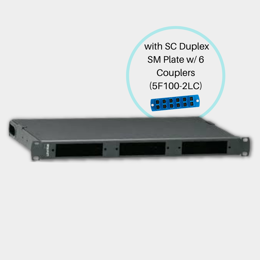 Leviton Fiber Optic Panel with SC Duplex SM Plate w/ 6 Couplers, (5F100-2LC)
