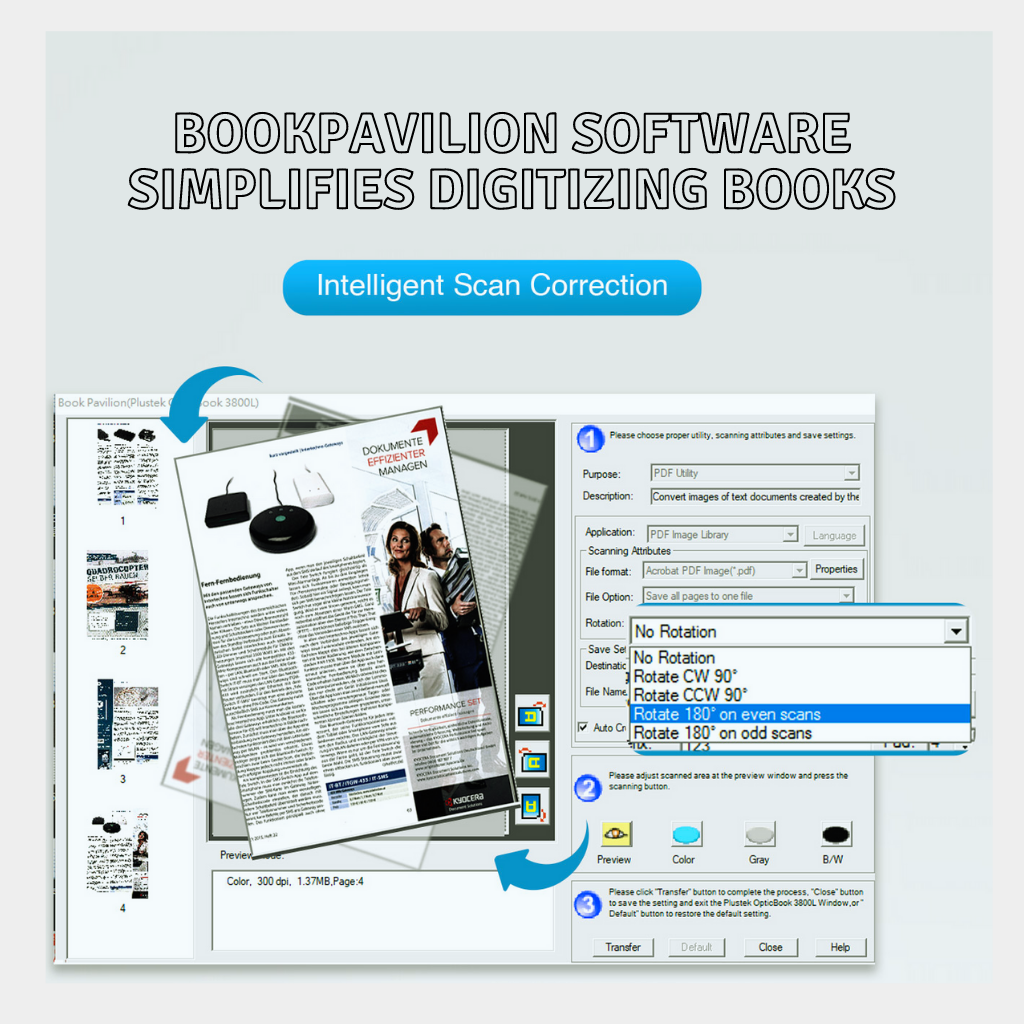 Plustek OpticBook 3800L Scanner (OpticBook 3800L) I Book Scanner I Design for Books Eliminates the Book Spine Shadow and Text Distortion
