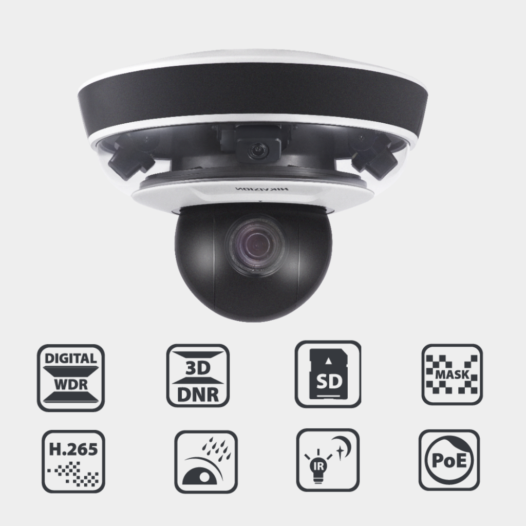 Hikvision  8 MP H.265 PanoVu Mini Series Panoramic + PTZ IR Outdoor Camera (DS-2PT5326IZ-DE)