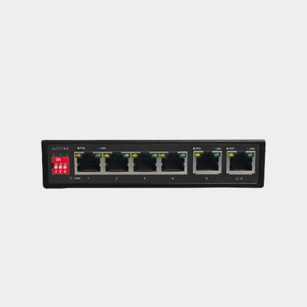 Airlive 6-Port Gigabit PoE+ Switch with VLAN | PoE Watchdog and dual Uplink (POE-GSH420-60)